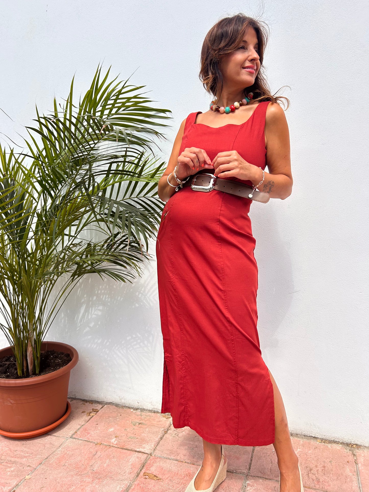 Vestido licra con cinturón