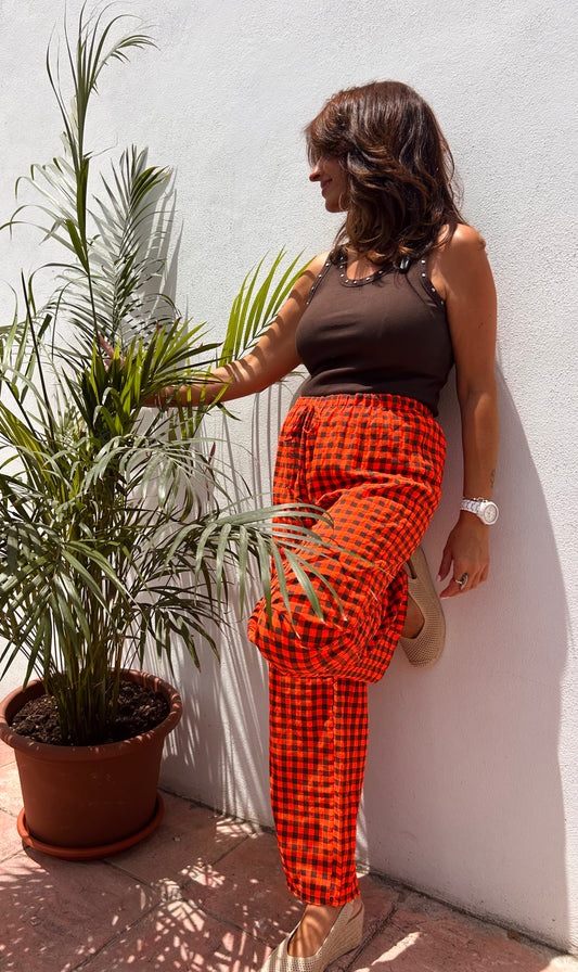 Pantalón cuadros recto
