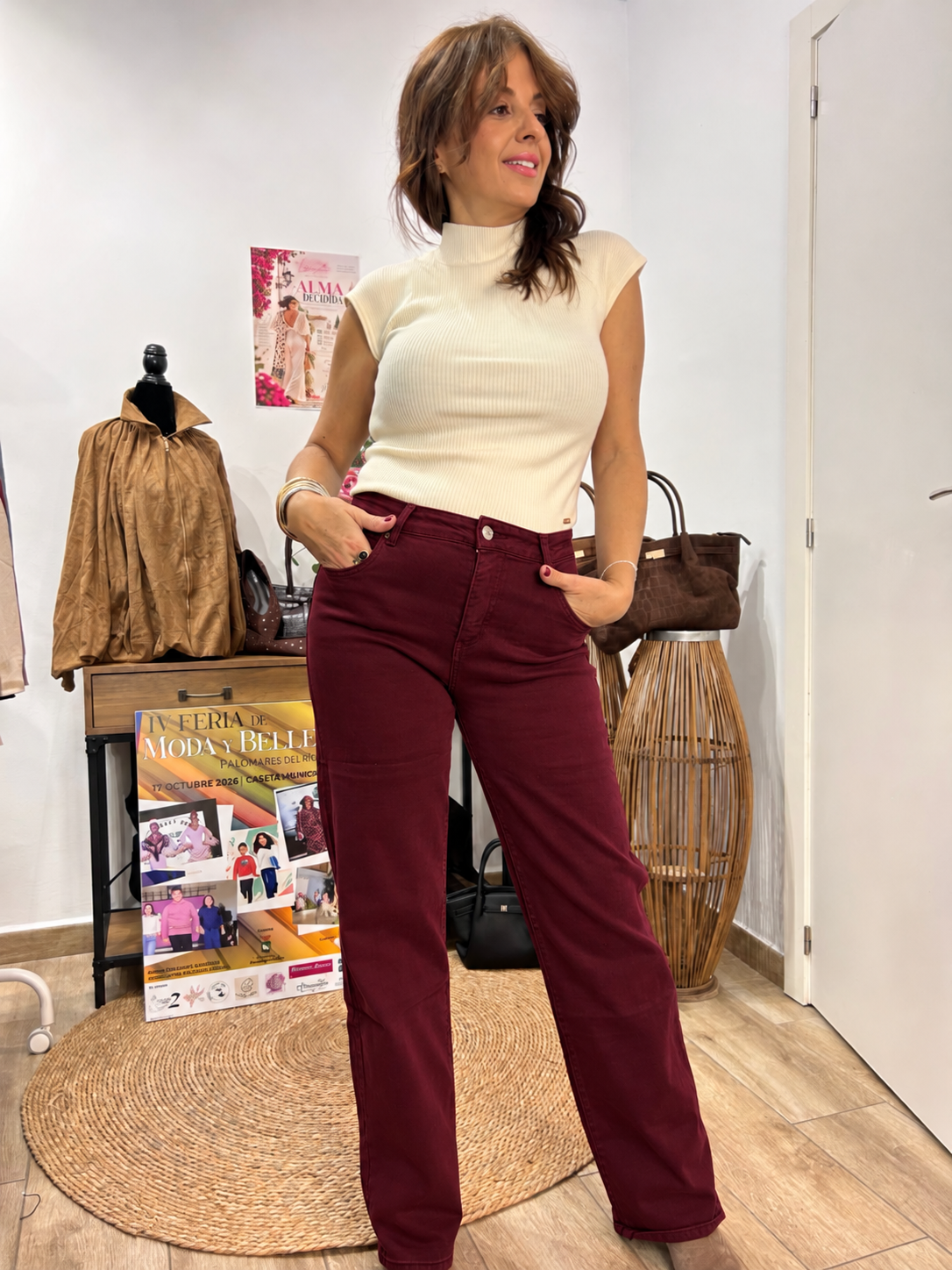 Vaquero wide leg Burdeos