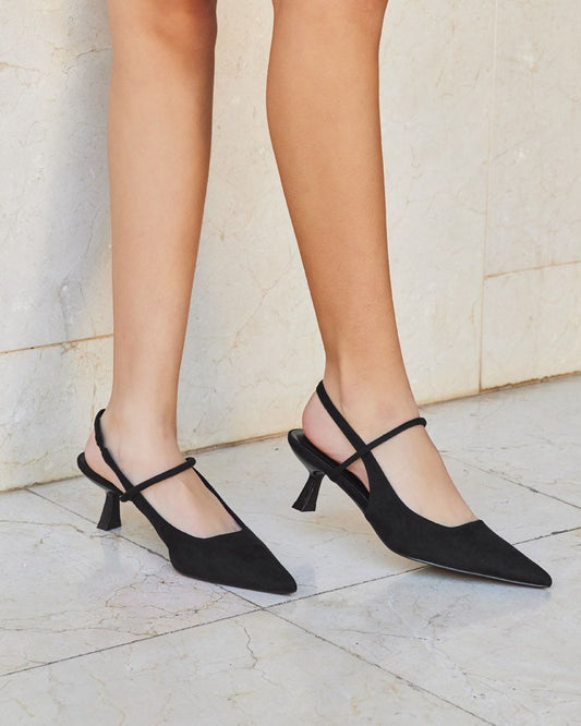 Tacón doble tira negro