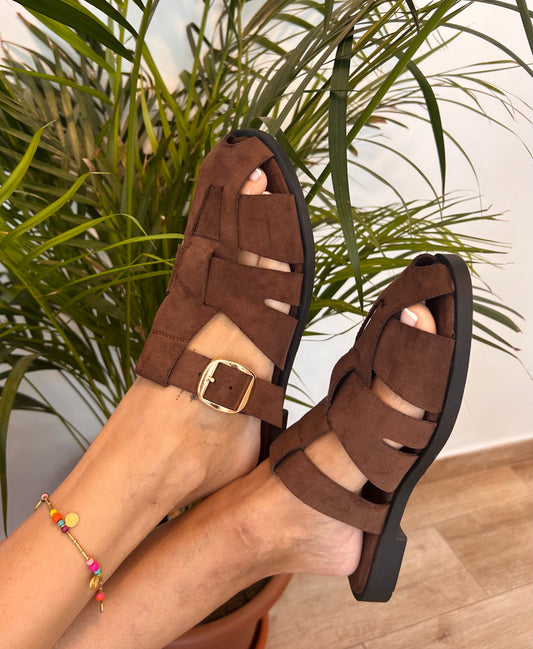 Sandalias romanas marrones antelina