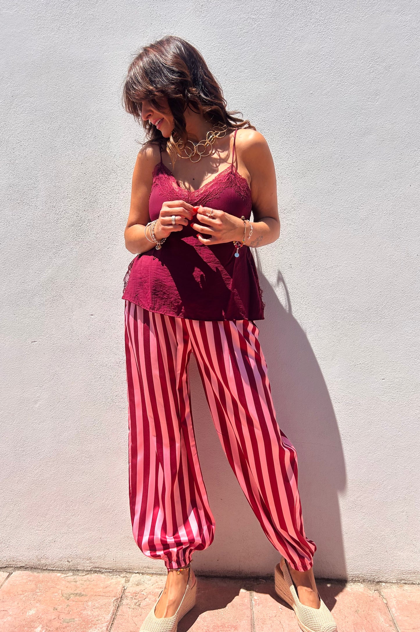 Pantalon bombacho rayas